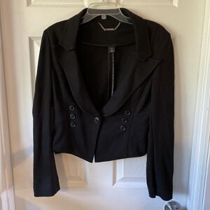 White House Black Market Jacket Blazer Women’s Size 8 Black 1 Button Office Work